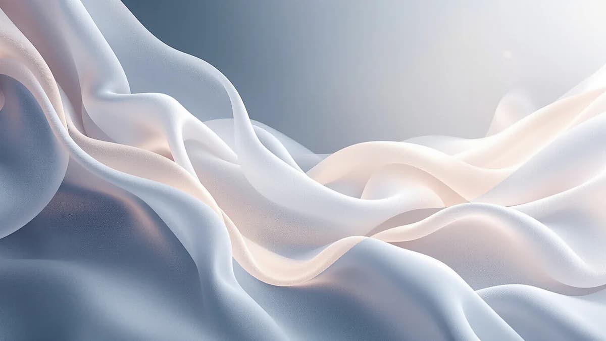Flowing silk fabric with abstract geometric shapes and soft volumetric lighting, representing delicate fabric care and professional cleaning expertise.
