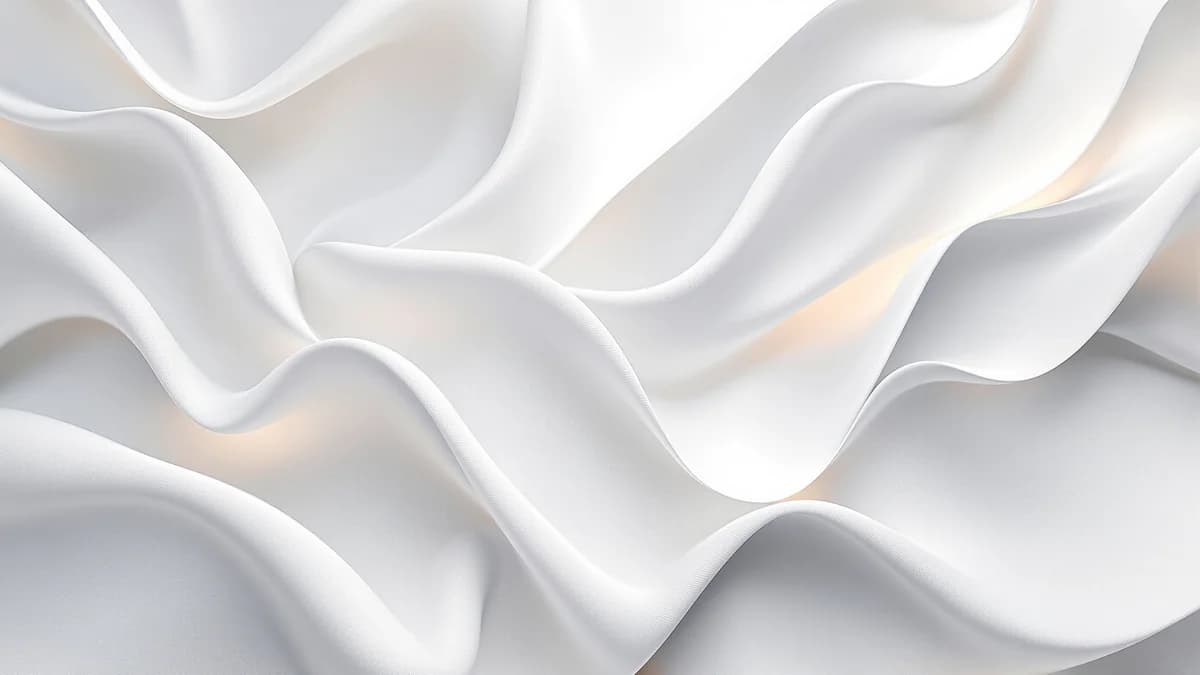 Abstract white and gray fabric layers with geometric shapes and soft lighting, representing stain removal and fabric care transformation.